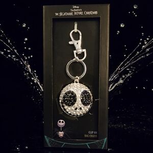Disney Jack Skellington Head Nightmare Before Christmas Pave Keyring Bag Charm